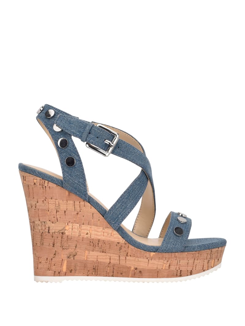 Tazio Denim Studded Wedges