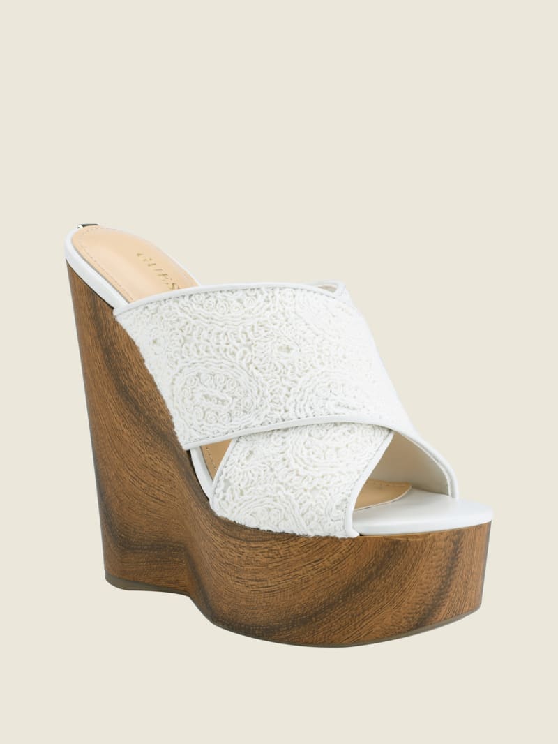 slip on white wedge sandals