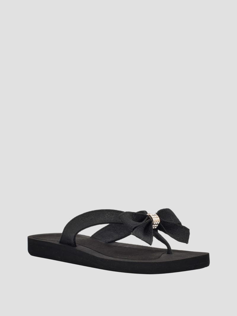 Guess black flip flops with bow cheap