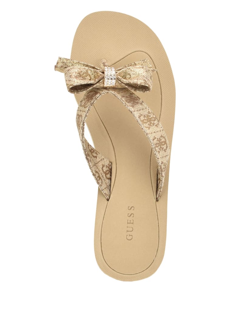 Gold bow sandals best sale
