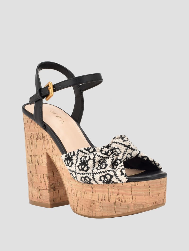 Yipster Logo Platform Heeled Sandals | GUESS