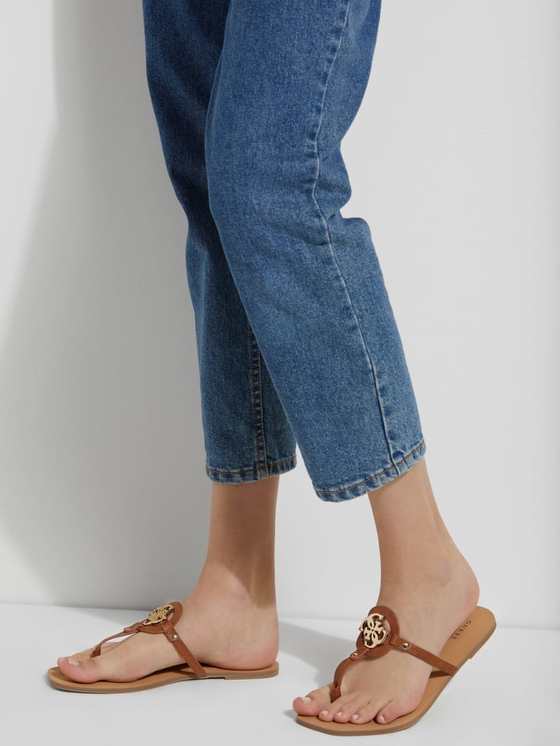Guess Zali Logo T-Strap Sandals. 2