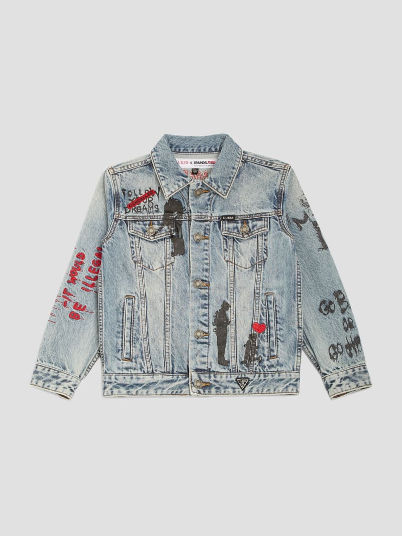 Graffiti Graphic Oversized Denim Jacket (Kids 7-16) | GUESS Canada