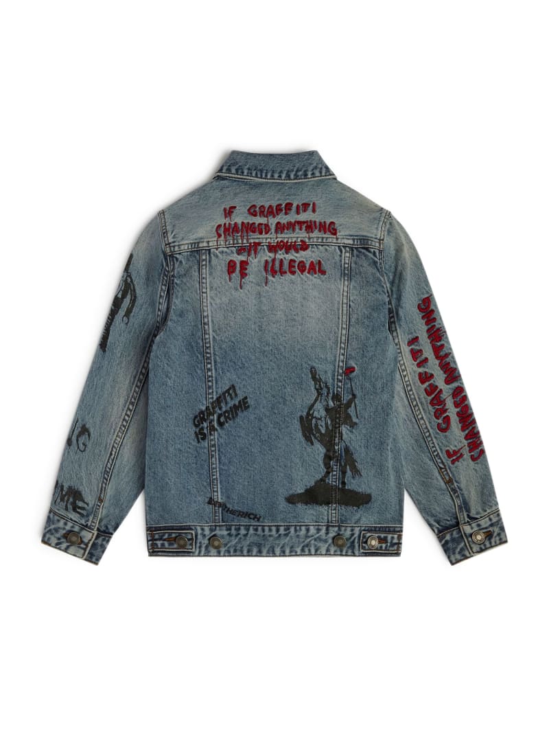 Graffiti Graphic Oversized Denim Jacket (Kids 7-16) | GUESS Canada