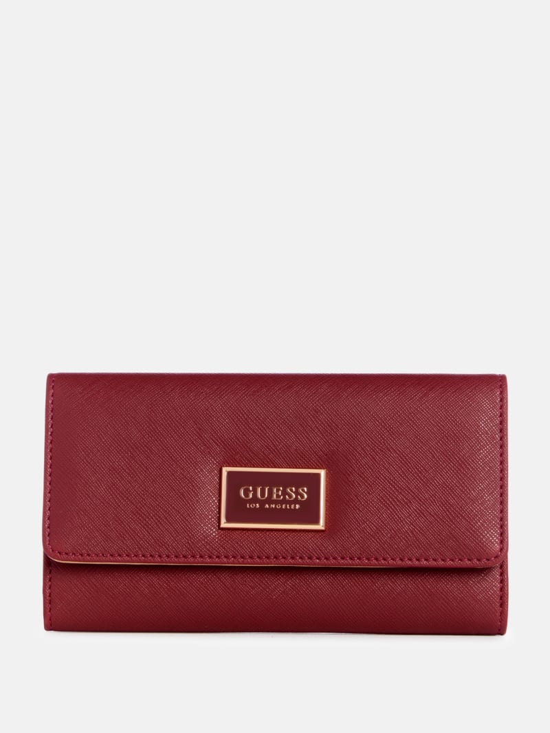 Carteira Feminina Guess Original Tempe Mauve Flapover Wallet