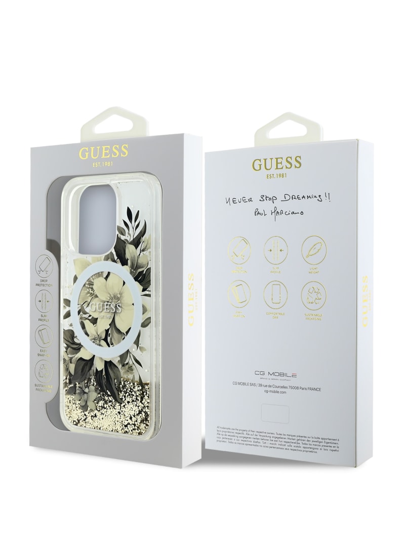 【GUESS】iPhone16Pro対応 Peonyケース ベージュ 高級感 Guess Apple iPhone 16 Hardcase Design Peony Script MagSafe