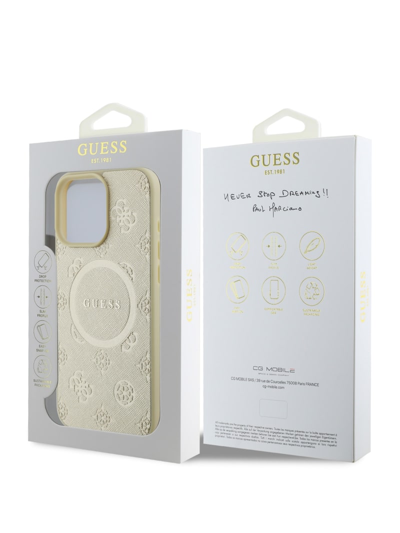 【GUESS】iPhone16Pro対応 Peonyケース ベージュ 高級感 Peony iPhone 16 Pro Case | GUESS