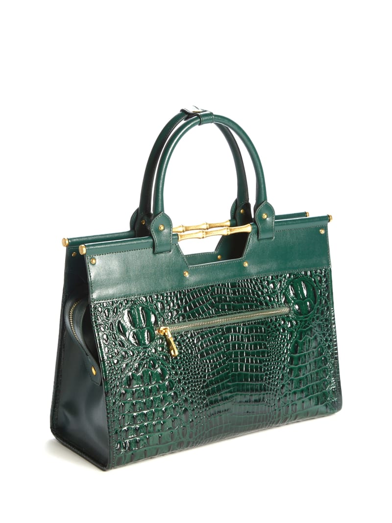 Isa Crocodile-Embossed Leather Satchel