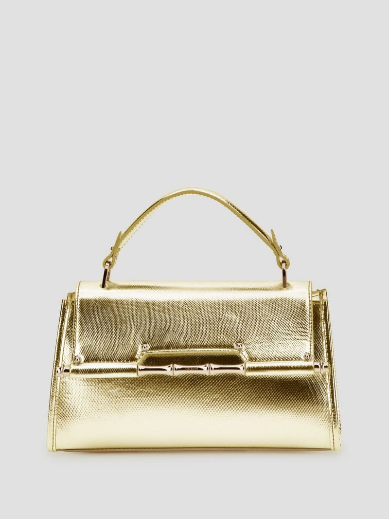 Iris Metallic Leather Top Handle Bag