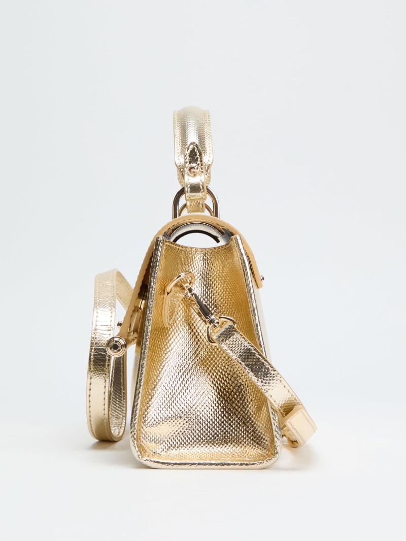 Iris Metallic Leather Top Handle Bag