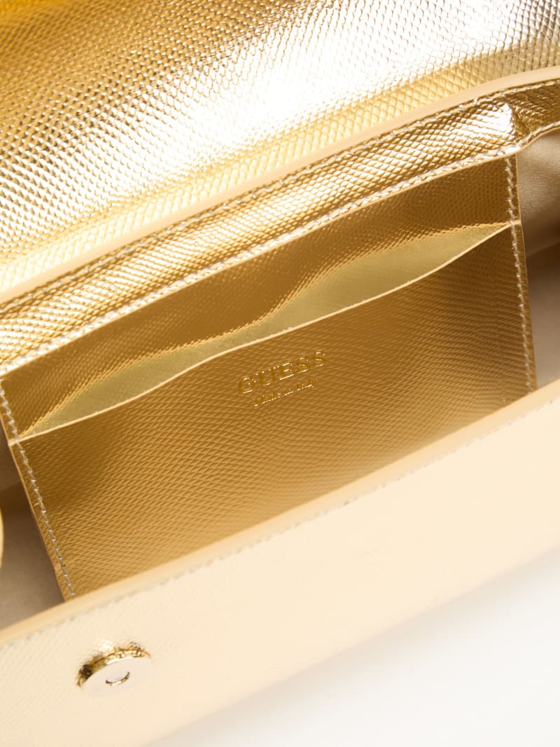 Iris Metallic Leather Top Handle Bag
