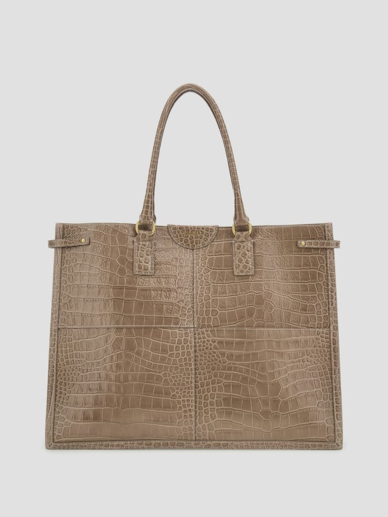 Isa Crocodile-Embossed Leather Tote