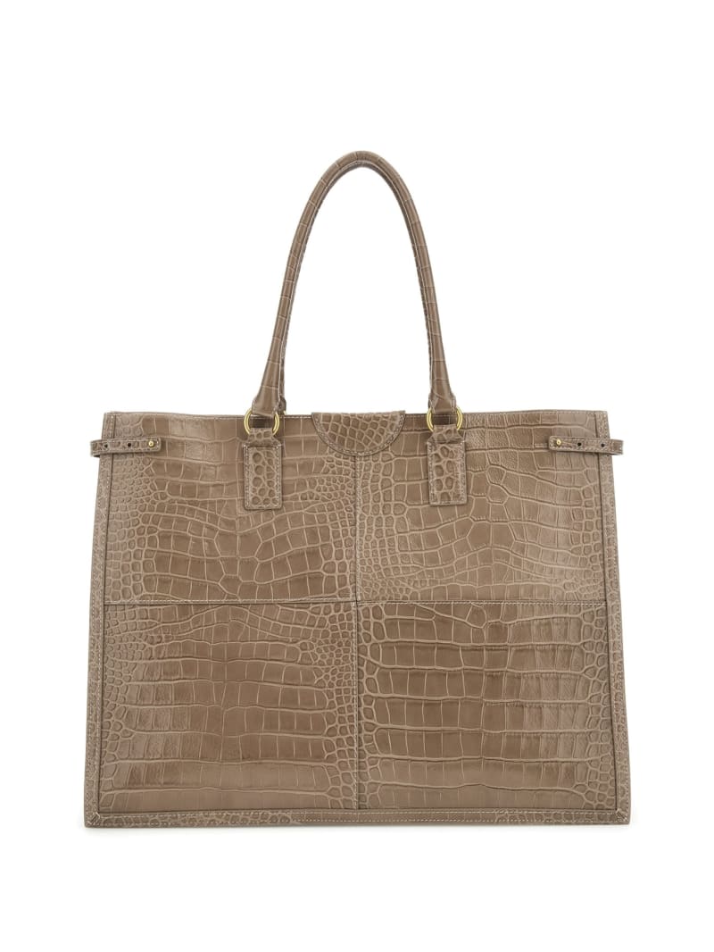 Isa Crocodile-Embossed Leather Tote