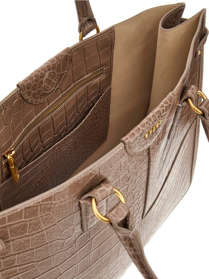 Isa Crocodile-Embossed Leather Tote