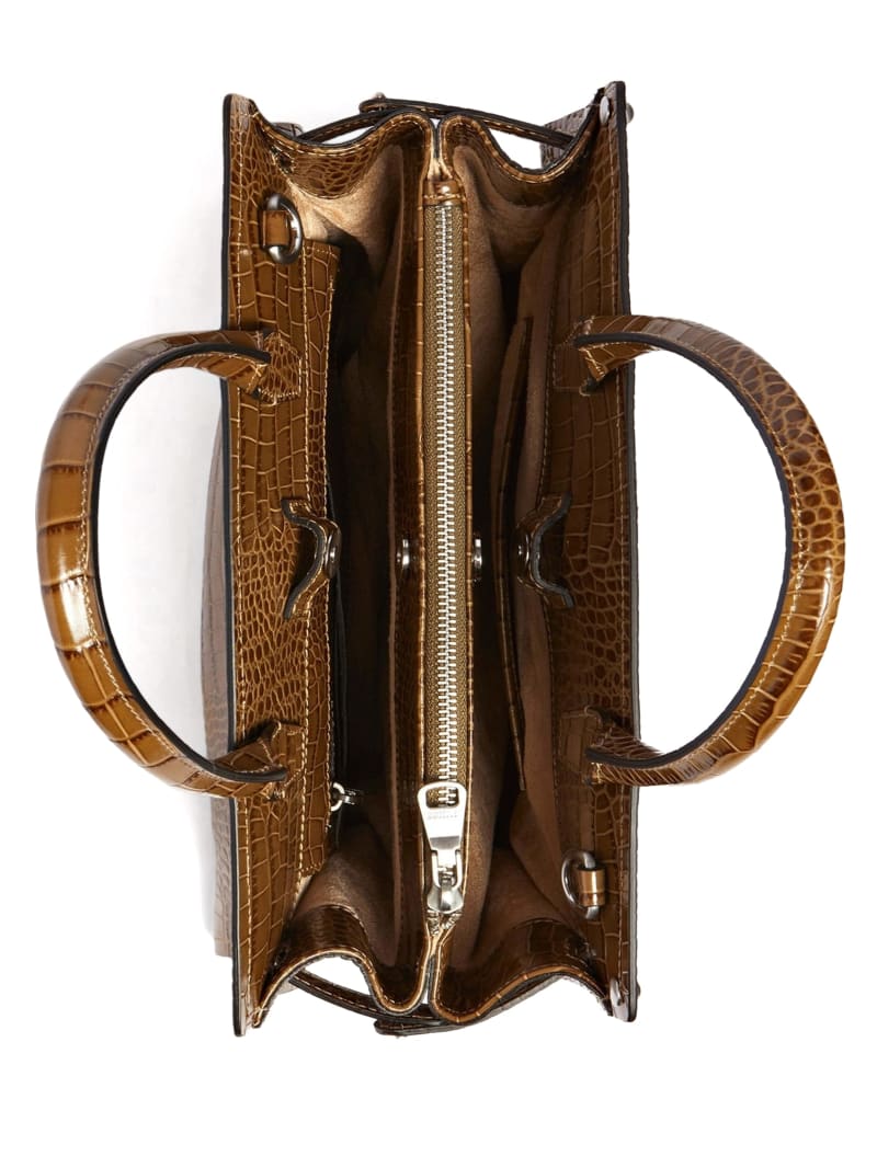 Cristina Croc Leather Satchel | GUESS