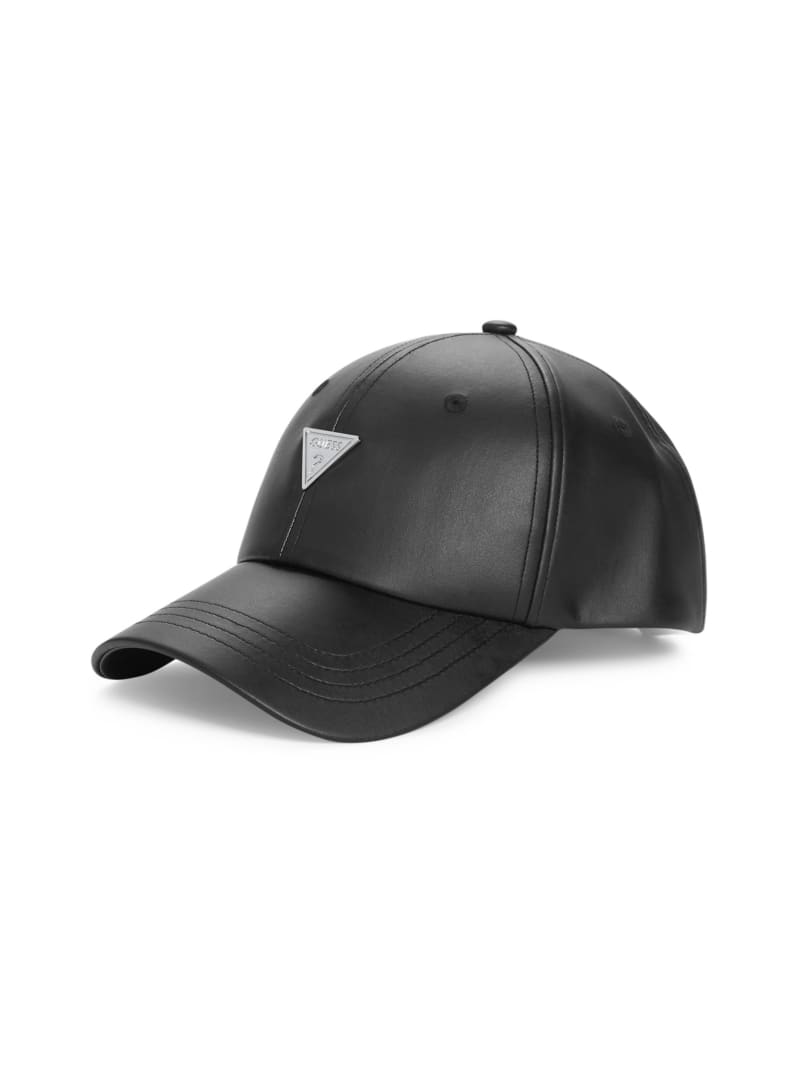 Faux-Leather Logo Emblem Baseball Hat