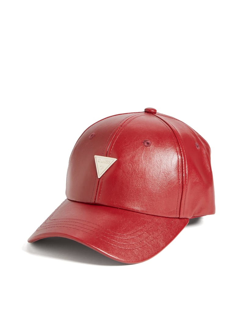 Faux-Leather Logo Emblem Baseball Hat