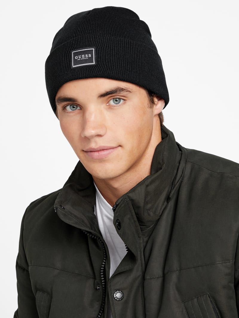 Rib-Knit Logo Patch Beanie | GUESS Factory