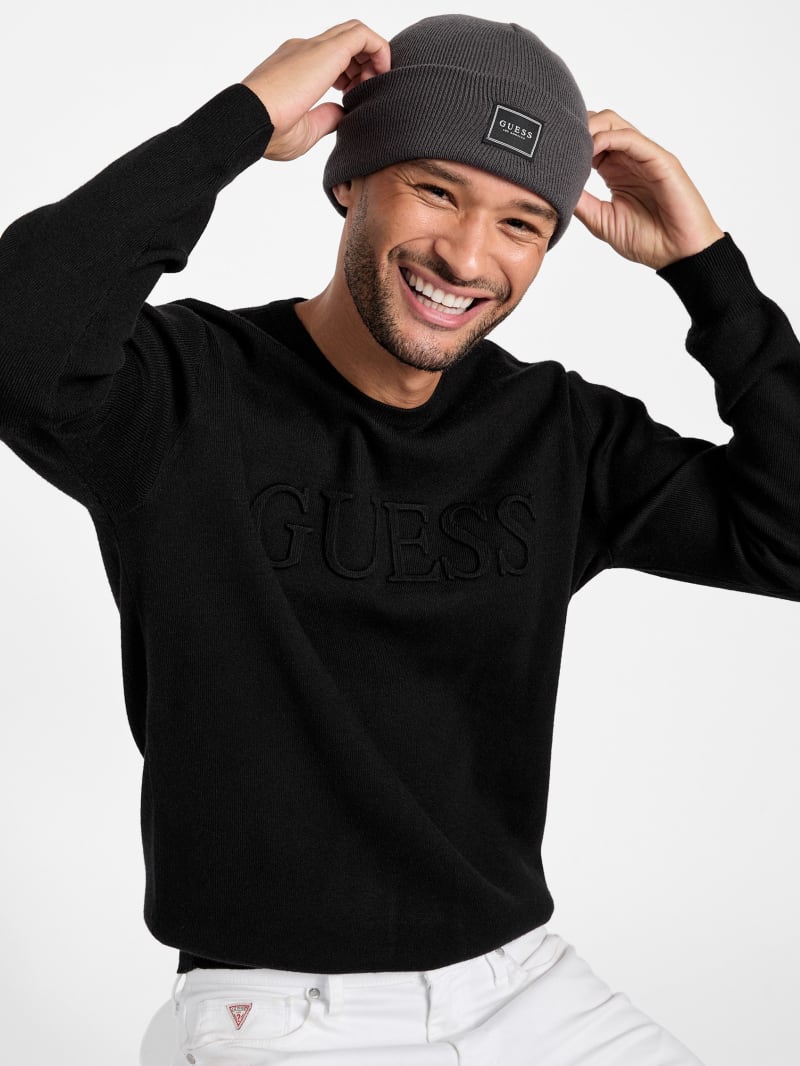 Rib-Knit Logo Patch Beanie