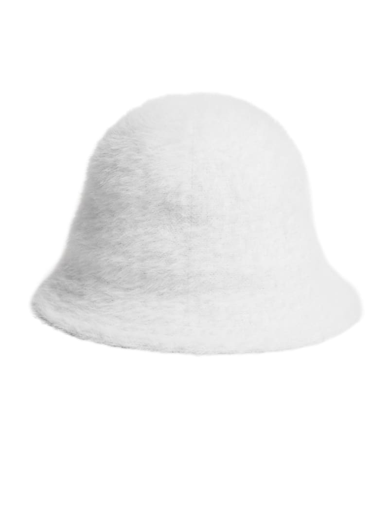 White fuzzy bucket hat shop