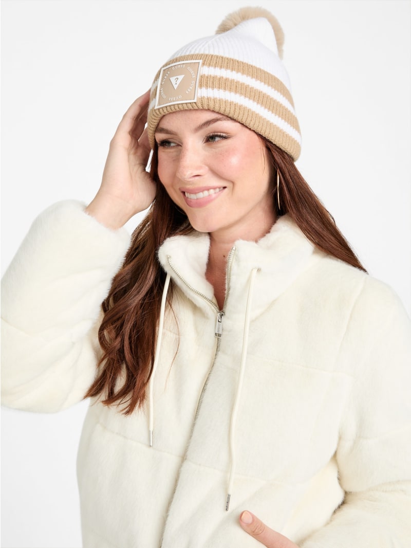 Striped Patch Logo Beanie