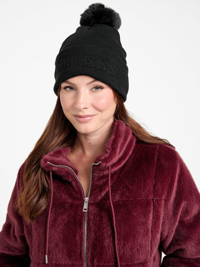 Solid Logo Pom Pom Beanie | GUESS Factory Ca