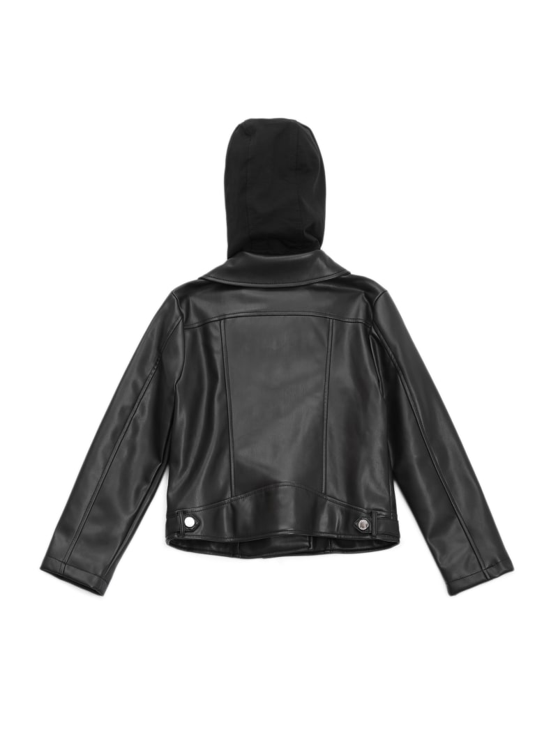 Guess leather sales jacket with hood