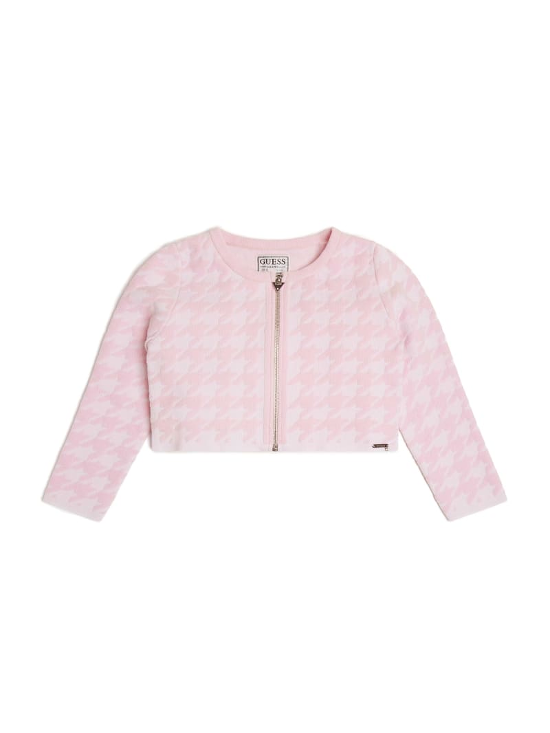 Houndstooth Zip-Up Cardigan (7-14)