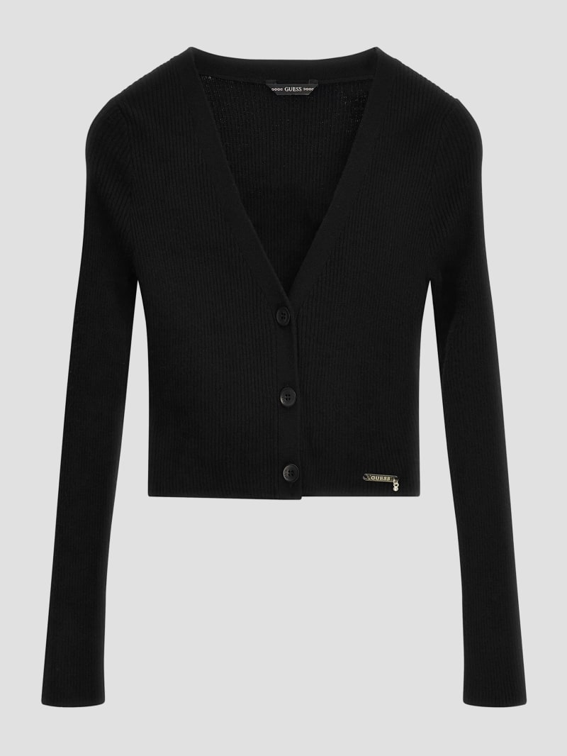 Black ribbed cardigan best sale
