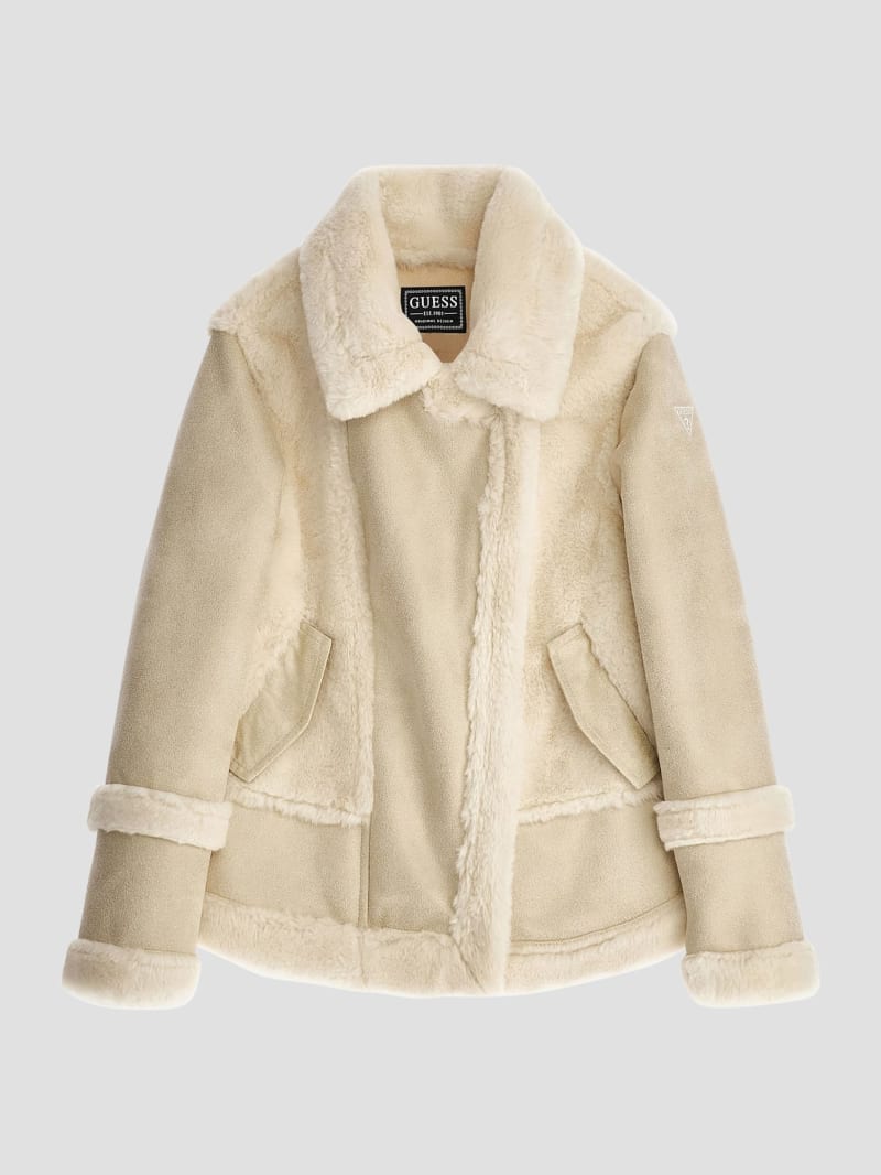 Guess white fur coat deals