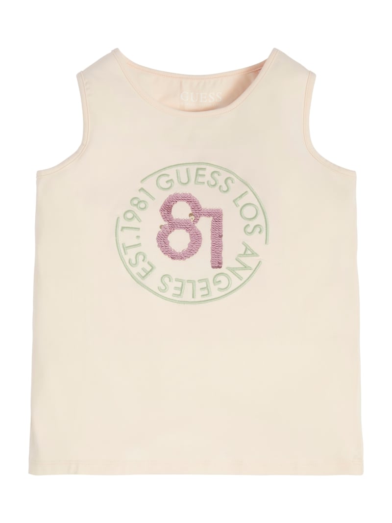 Eco Sequin Logo Tank 7 16 GUESS Canada
