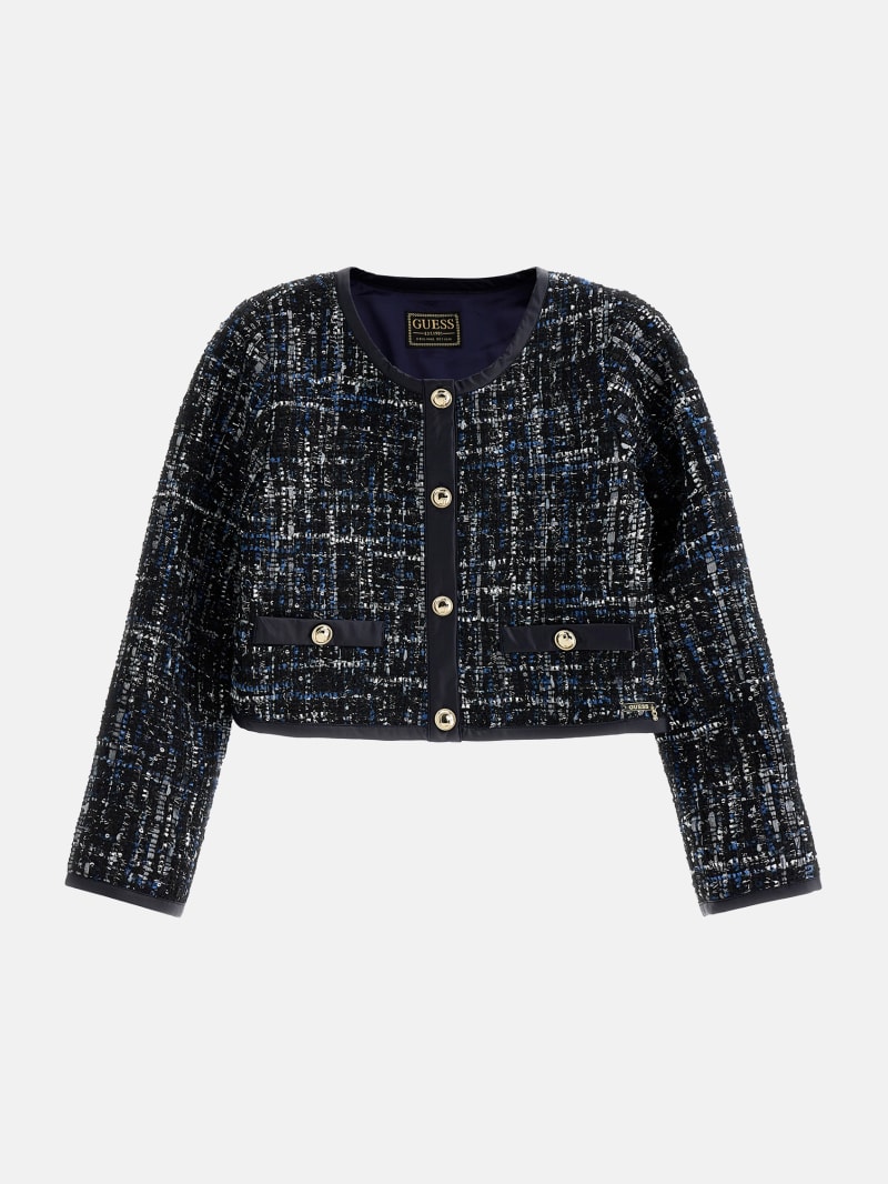Wool Blend Tweed Jacket 7 16 GUESS Canada