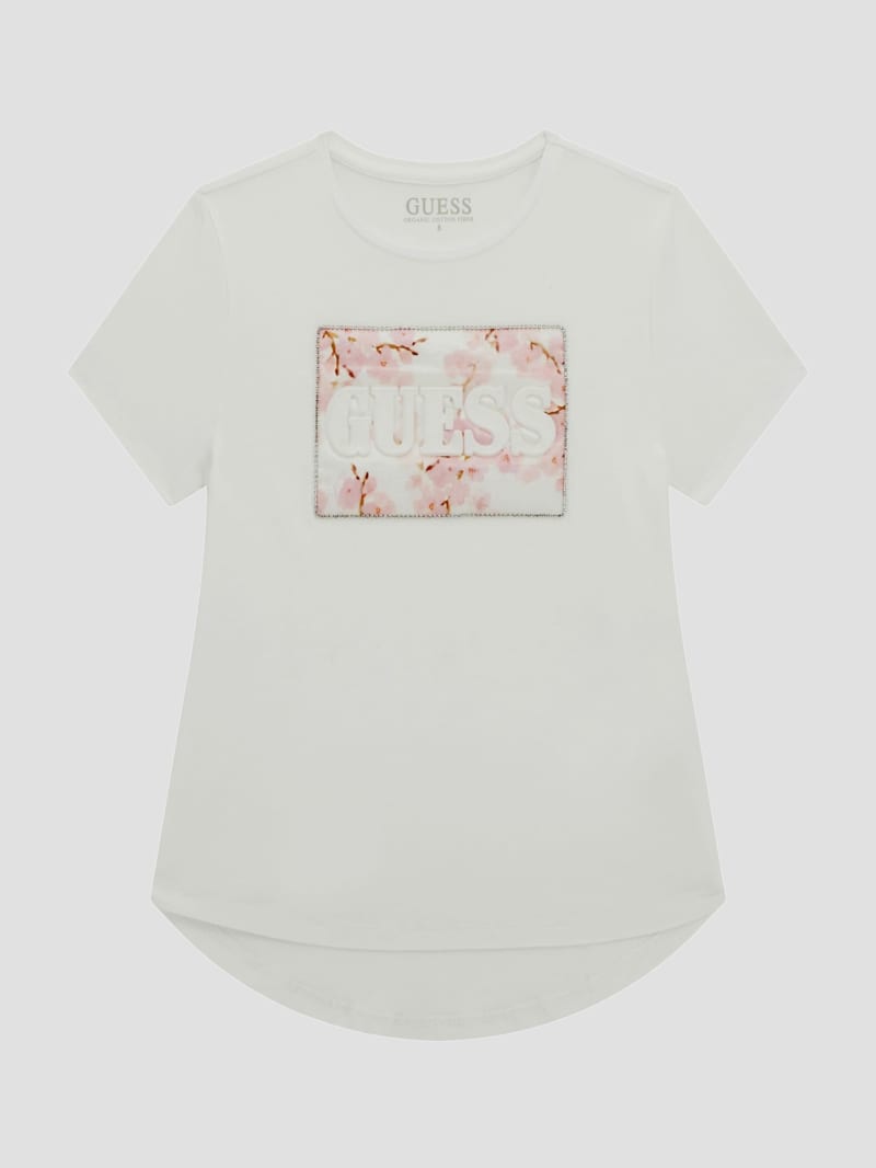 Guess Girls White Logo Cherry Blossom T Shirt
