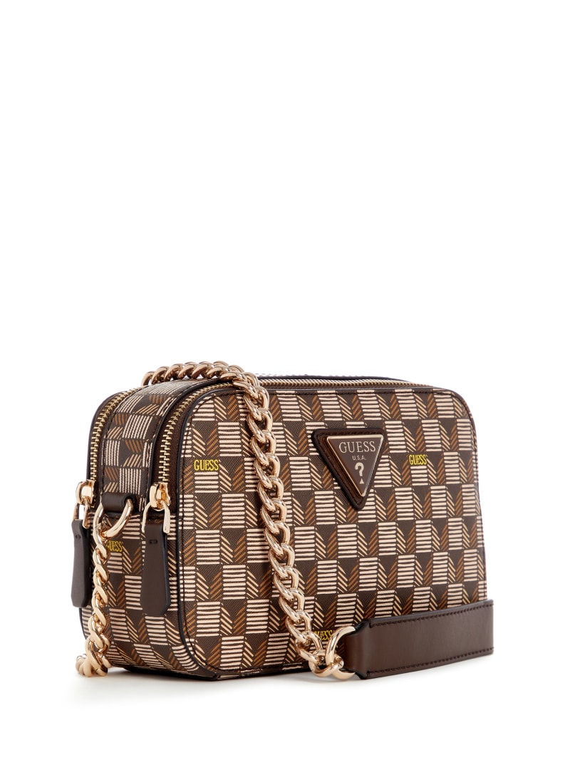 Guess: Bolsa Crossbody Meridian beige con monogram Mujer | El Palacio