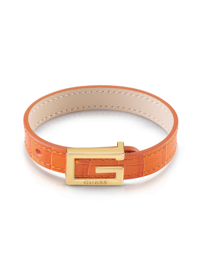 Gold-Tone Square G Logo and Croc Bracelet
