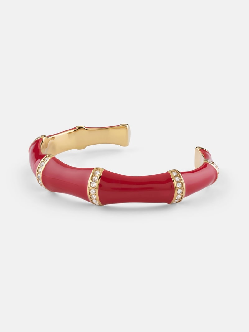 GUESS® Gold-Tone and Red Bamboo Cuff