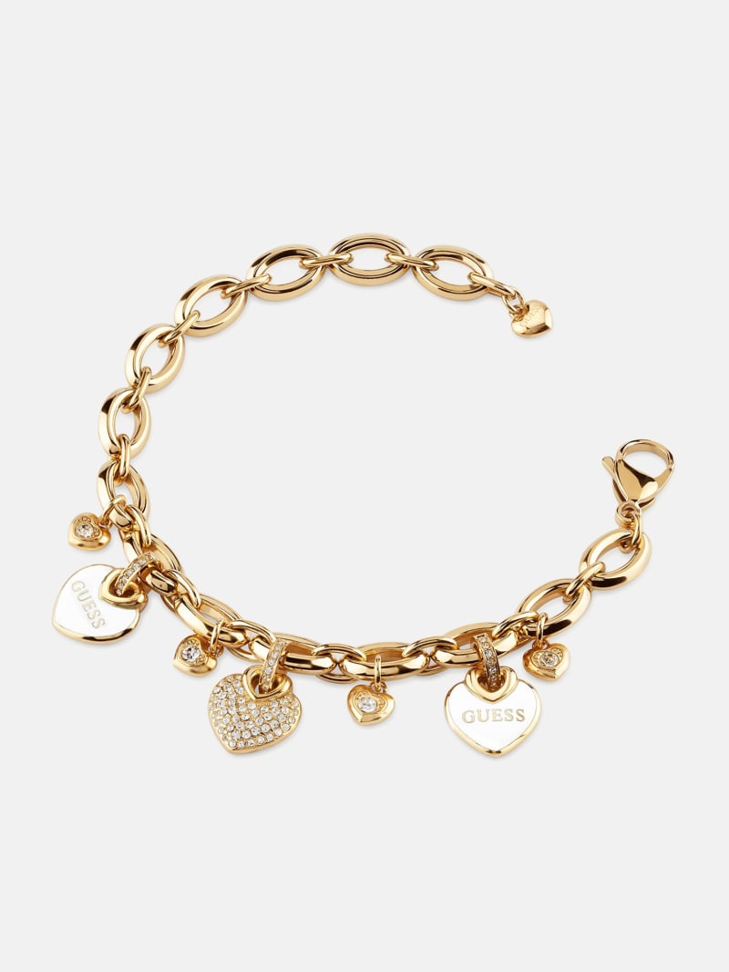 Gold-Tone Enamel and Pavé Heart Bracelet GUESS Canada