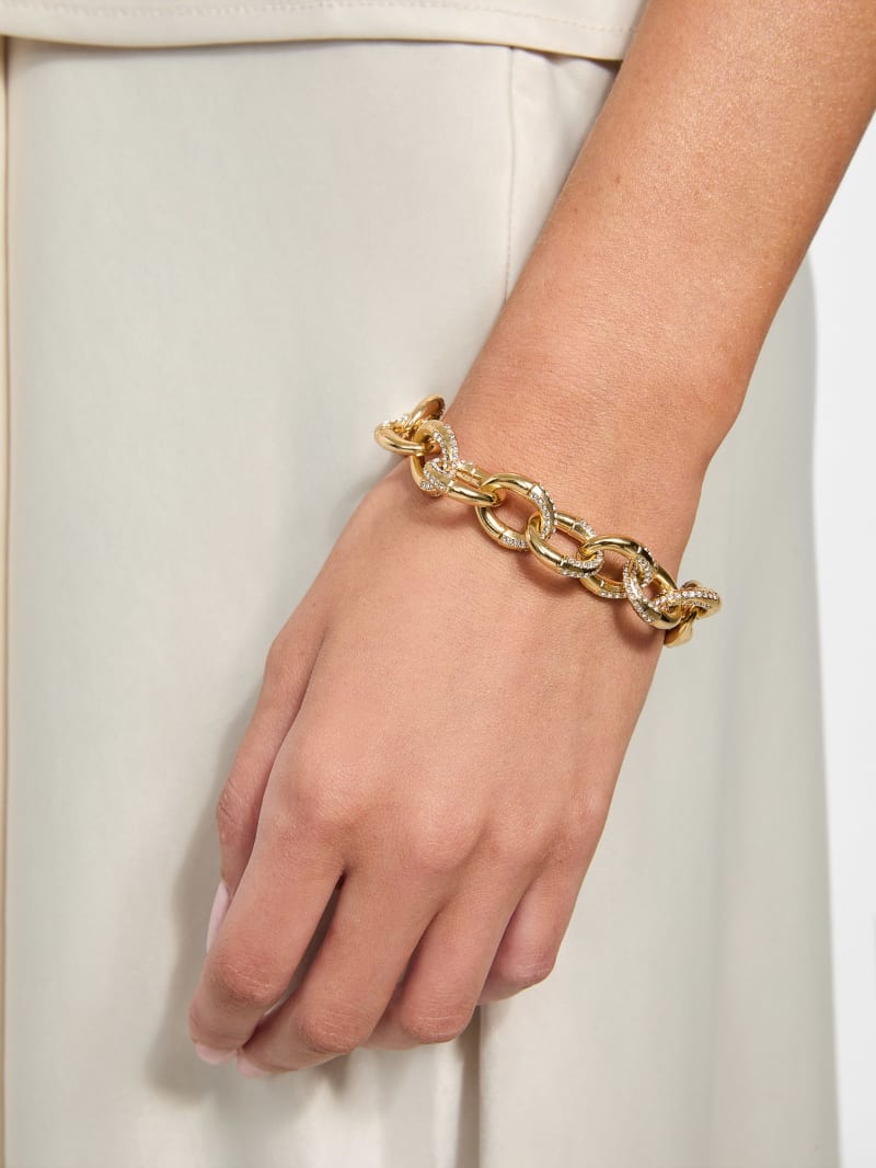 Gold-Tone Pavé Link Bracelet