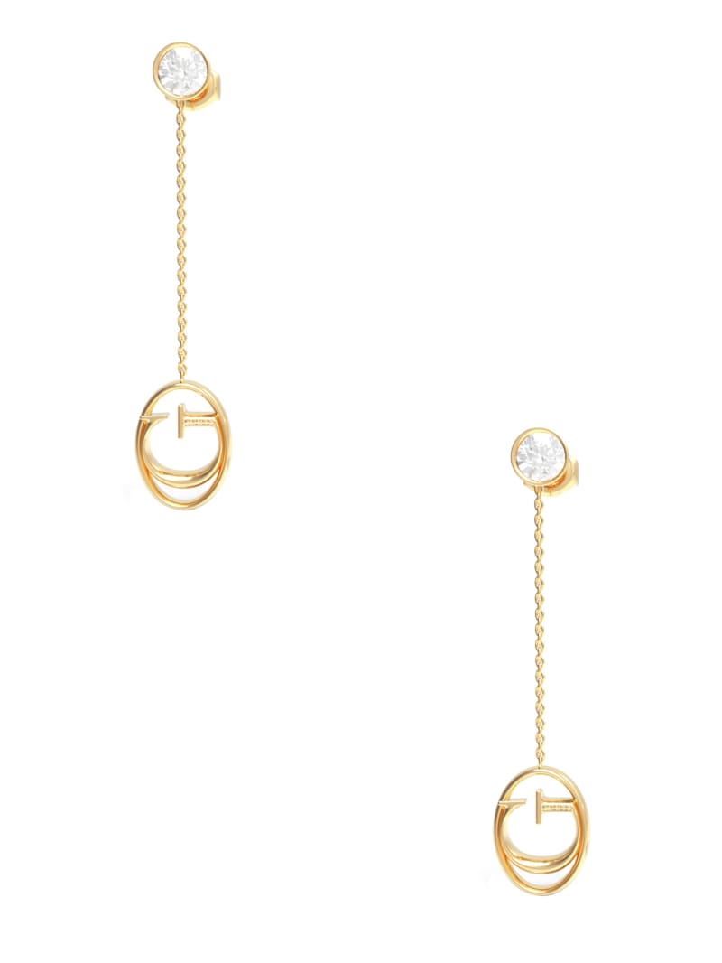 Gold-Tone Logo Pendant Drop Earrings