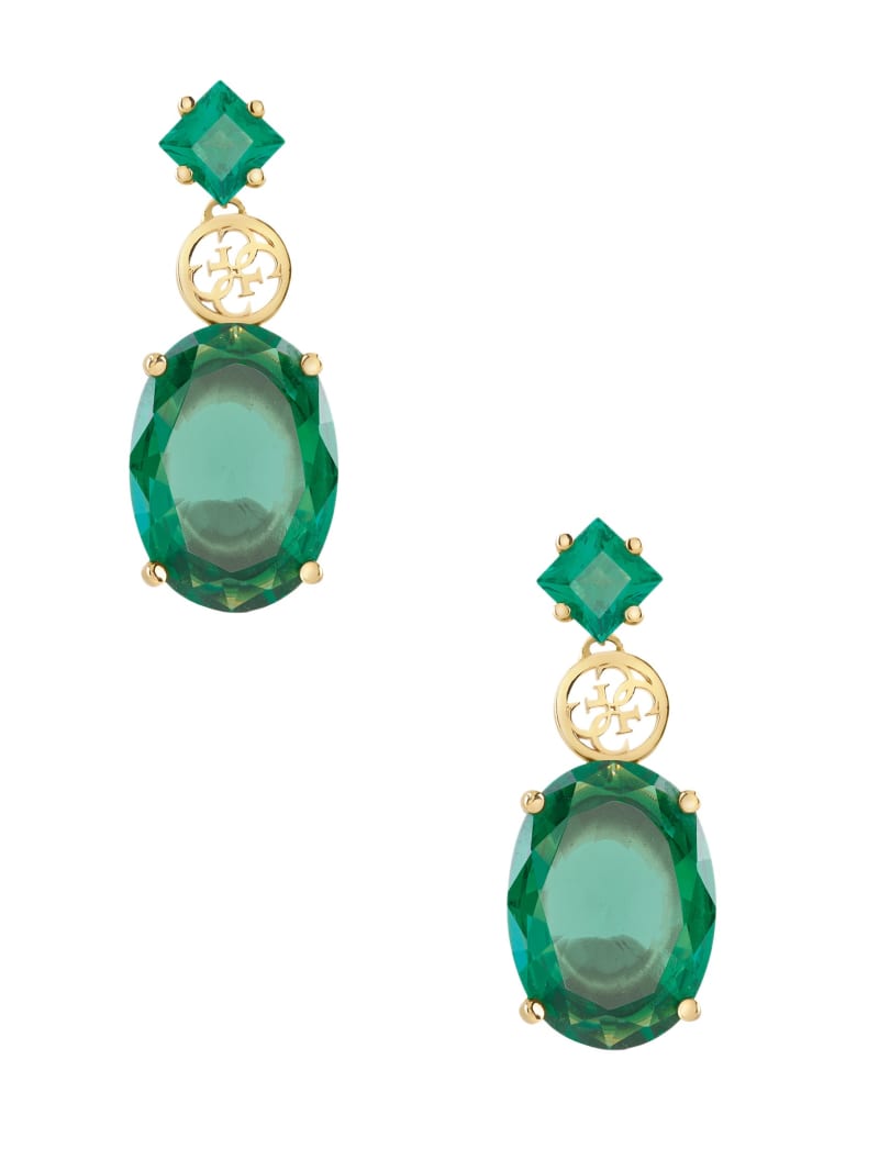 Gold-Tone Emerald Drop Earrings