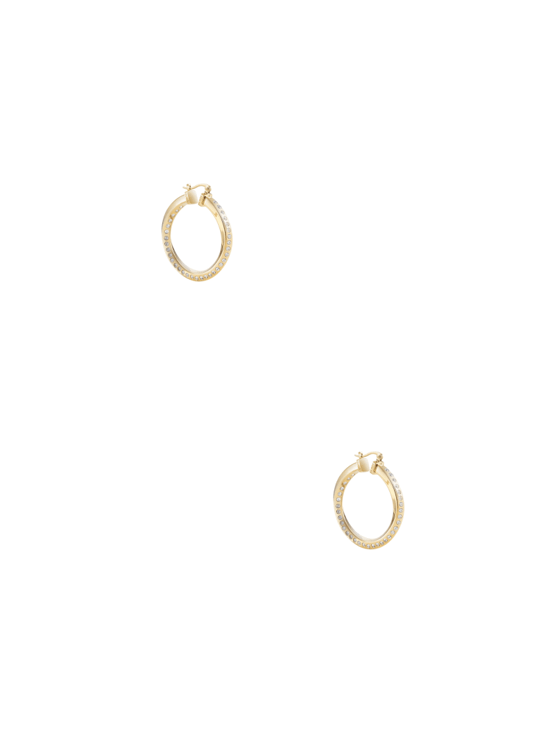 Gold-Tone and CZ Twisted Hoop Earrings