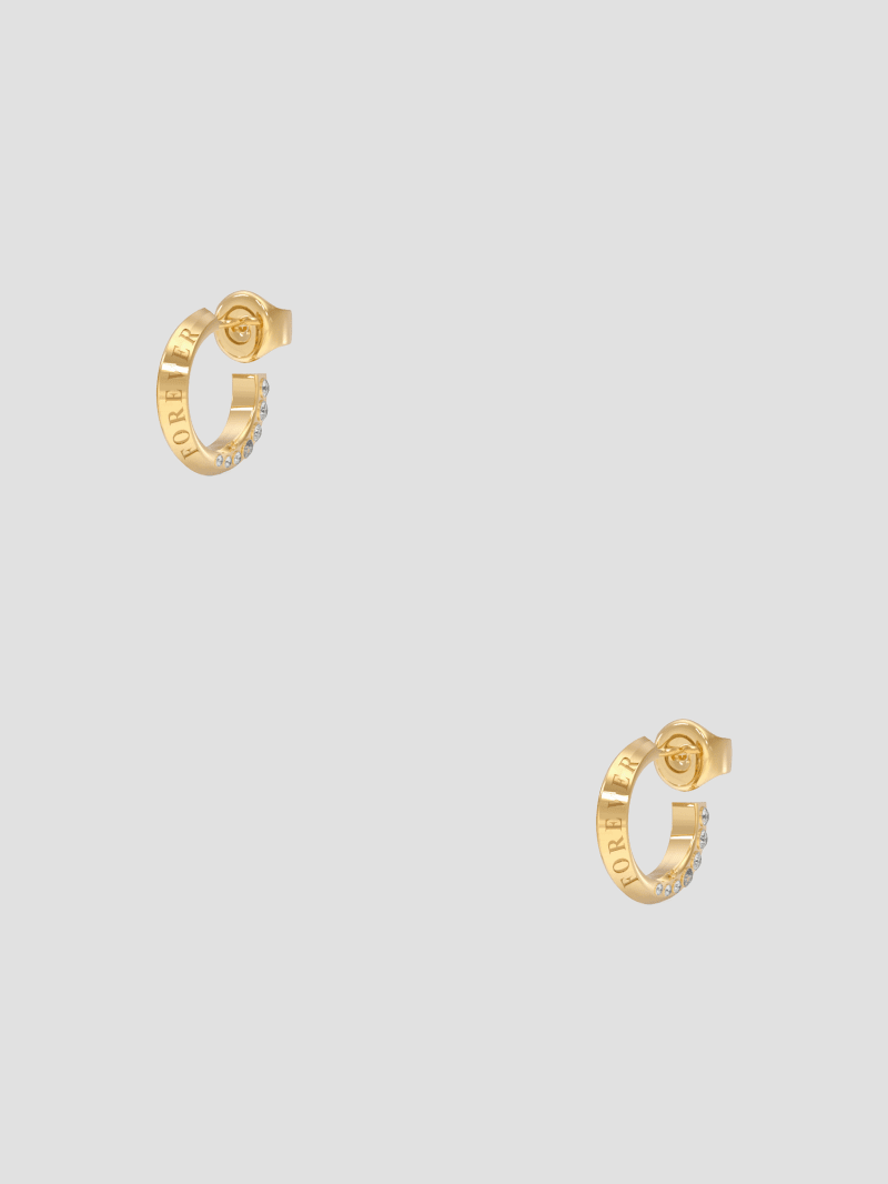 Gold-Tone Rhinestone Hoop Earrings
