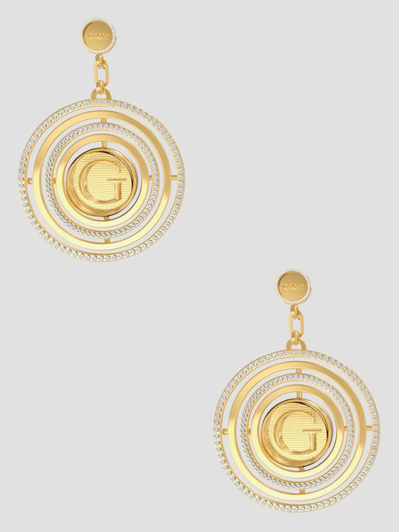 Gold-Tone CZ Layered Circle Earrings