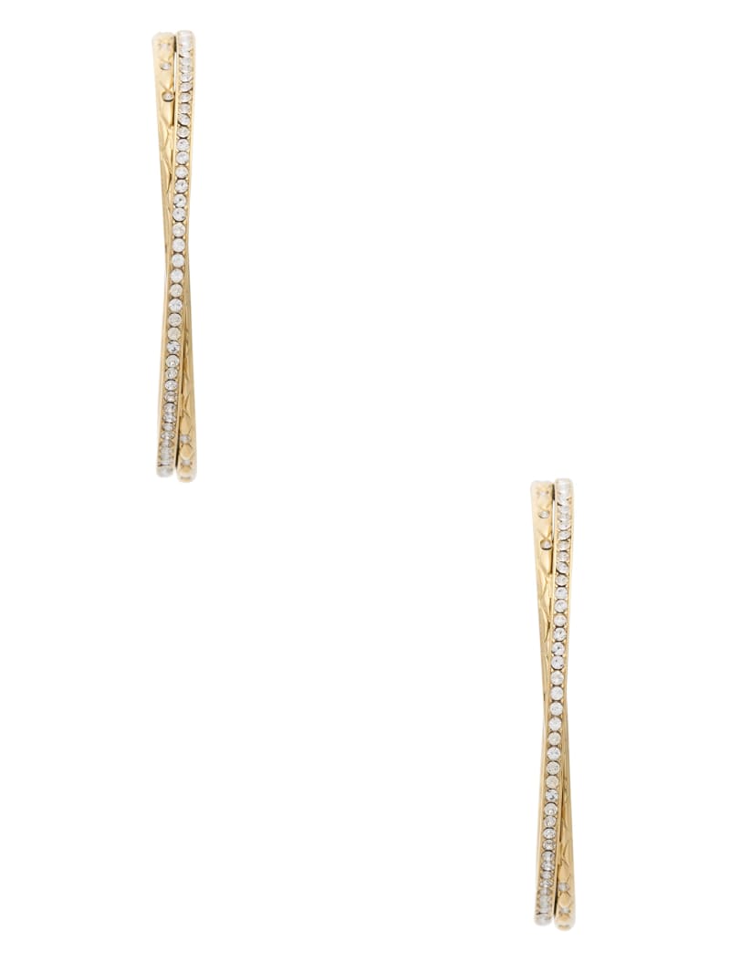 Gold-Tone Matelassé Pavé Hoops | GUESS