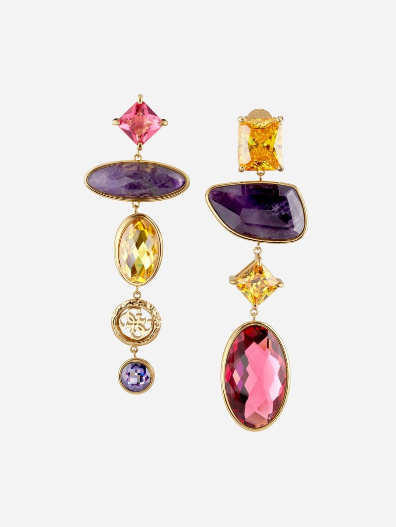 Gold-Tone Colored Stone Drop Earrings | GUESS Canada