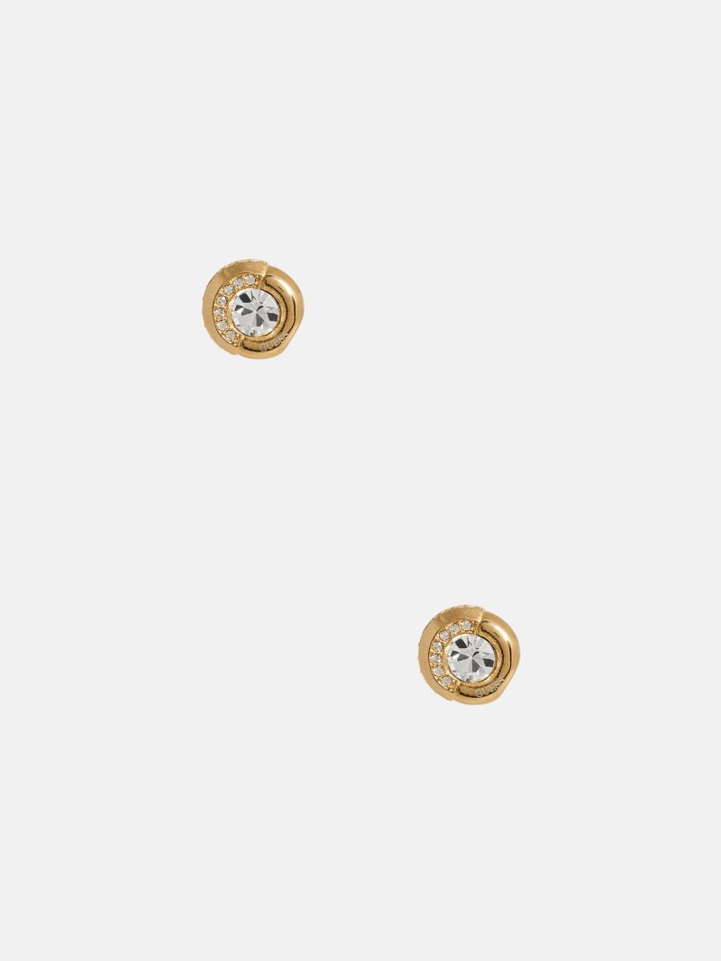 Gold-Tone Pavé Coin Stud Earrings