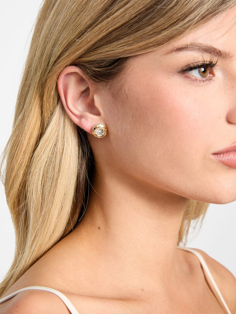 Gold-Tone Pavé Coin Stud Earrings