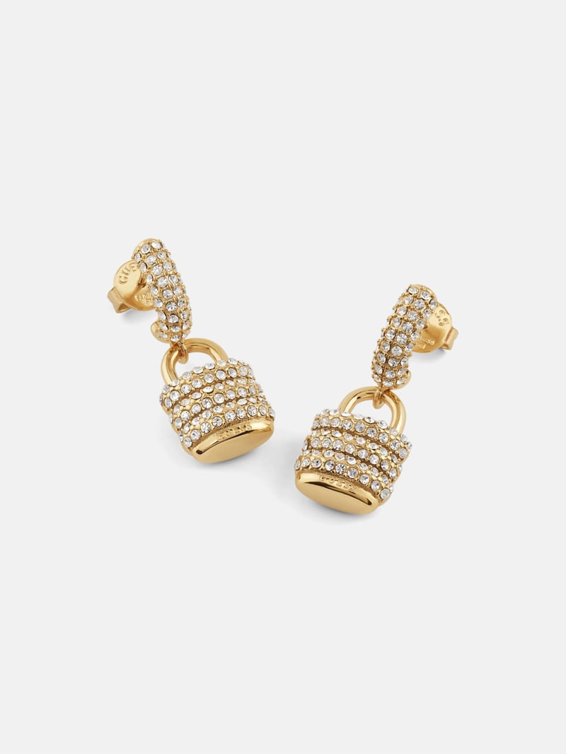 GUESS® Gold-Tone Pavé Padlock Earrings Women