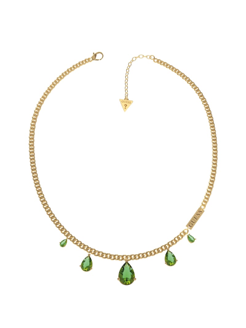 Gold-Tone Emerald Teardrop Necklace