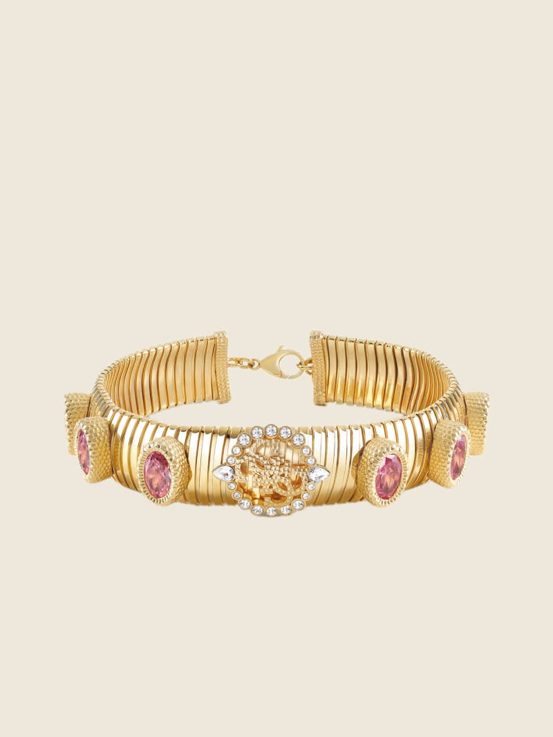 Gold-Tone and Pink Crystal Quattro G Choker